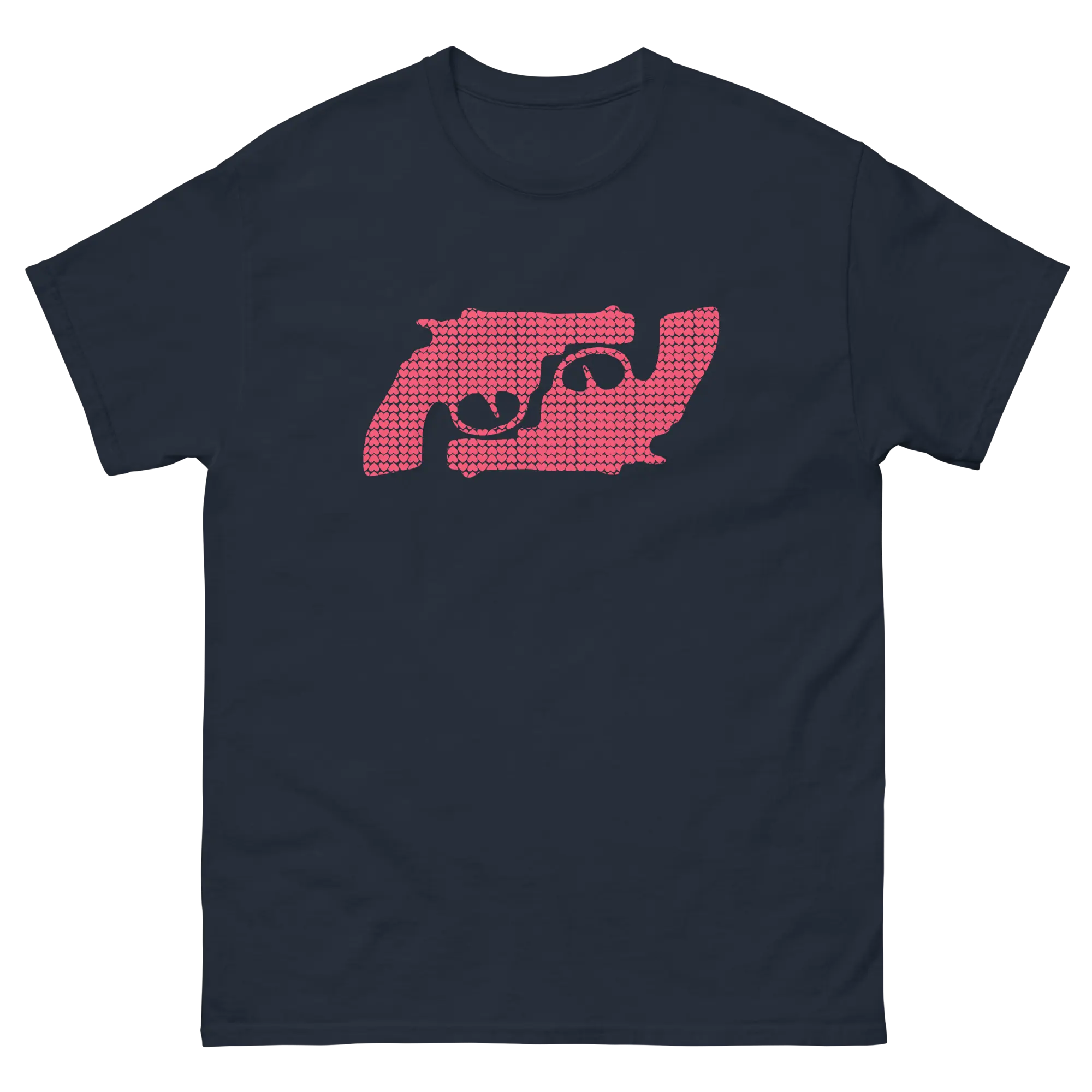 Unisex graphic statement t-shirt | Spooning Pink Hearts - Choose Love, Not Guns - trendsparent_ees