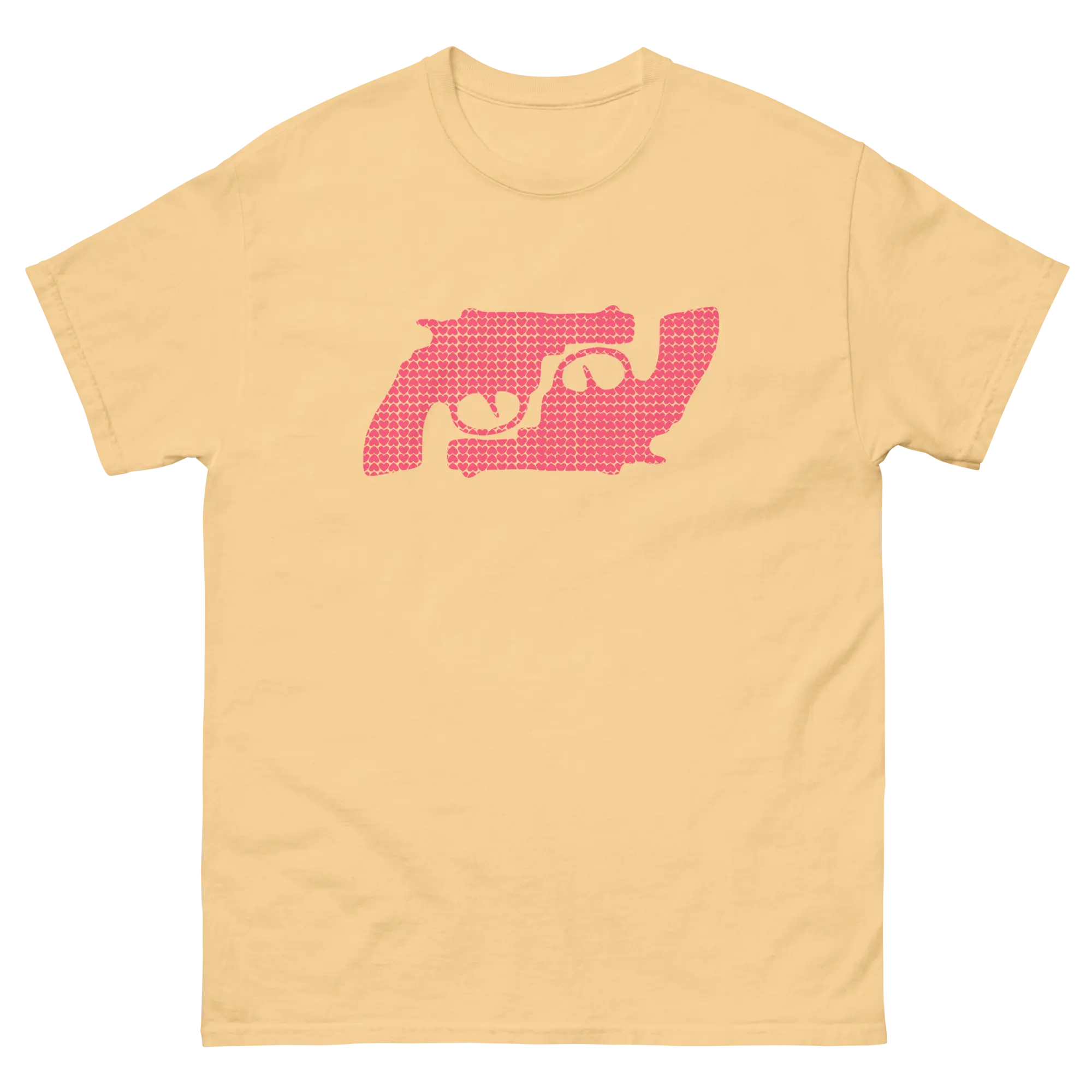 Unisex graphic statement t-shirt | Spooning Pink Hearts - Choose Love, Not Guns - trendsparent_ees